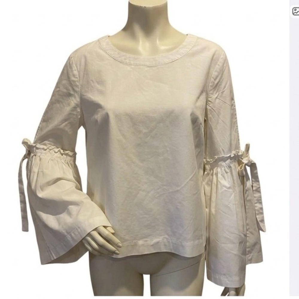 LAUNDRY by Shelli Segal White Bell Sleeve Blouse, Size XL.